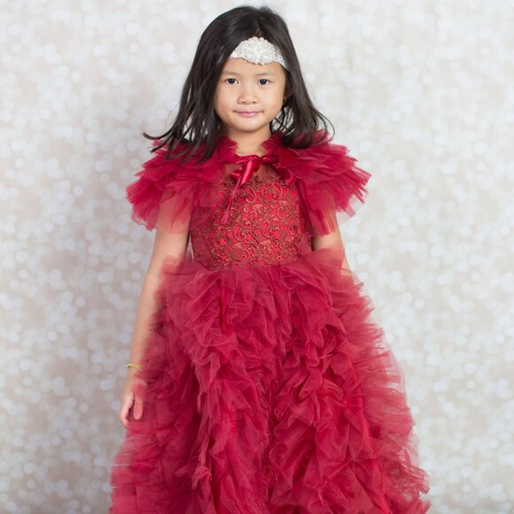 Maroon Tulle Cape - Picture 1 of 1